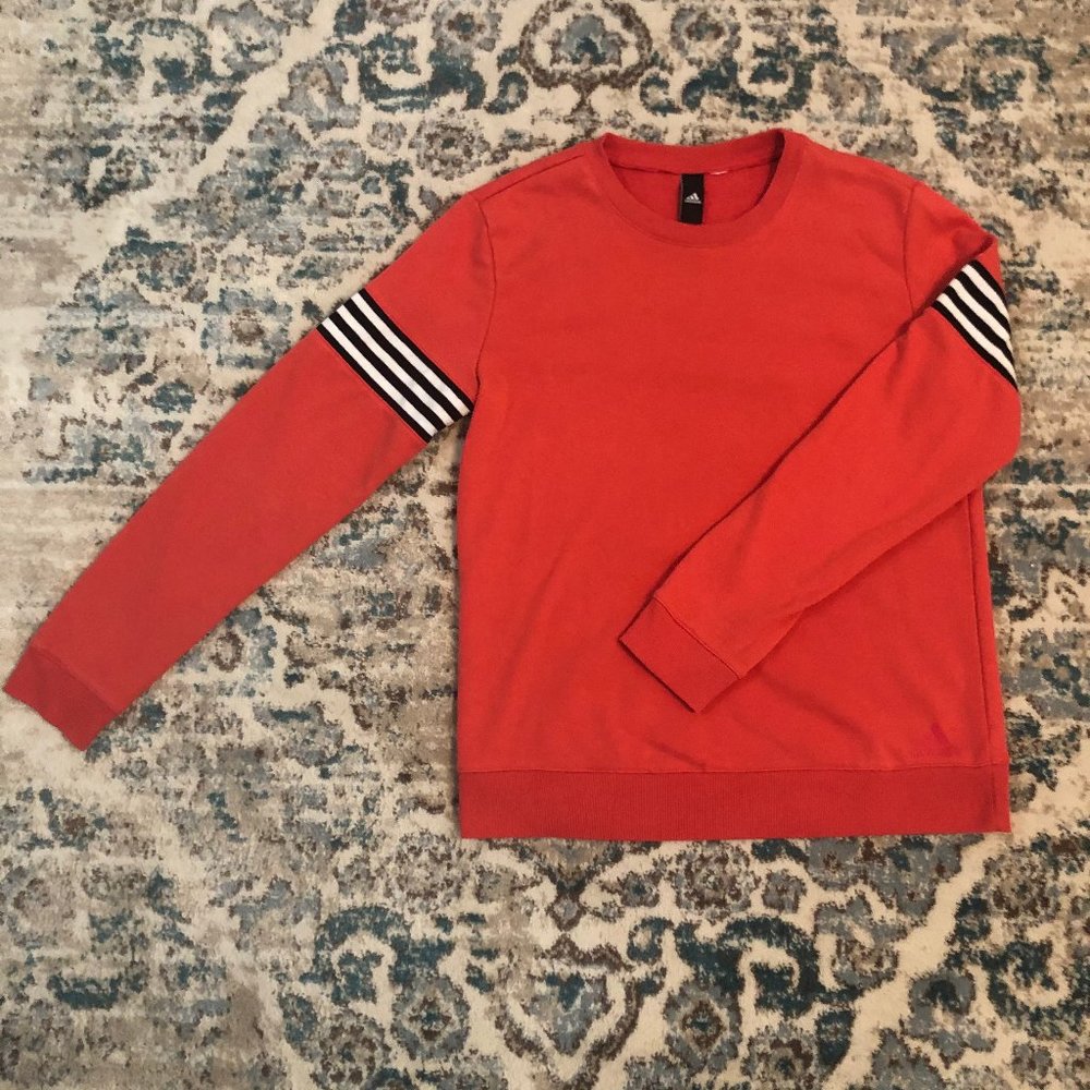 Adidas Coral Sweatshirt with Striped Sleeves